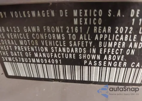 2021 Volkswagen Jetta 1.4T R-Line/1.4T S/1.4T Se from USA, damaged, VIN 3VWC57BU3MM094091